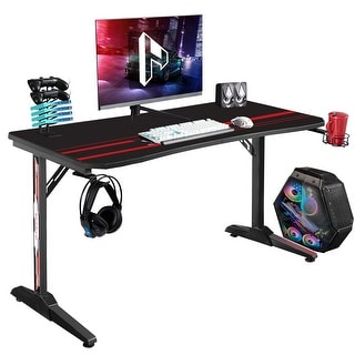Homall T Shaped Gaming Desk Computer Desk Table with Cup Holder and Headphone Hook