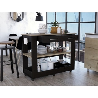 Kitchen Island Cart with 2-Shelves 2-Drawers, Breakfast Bar
