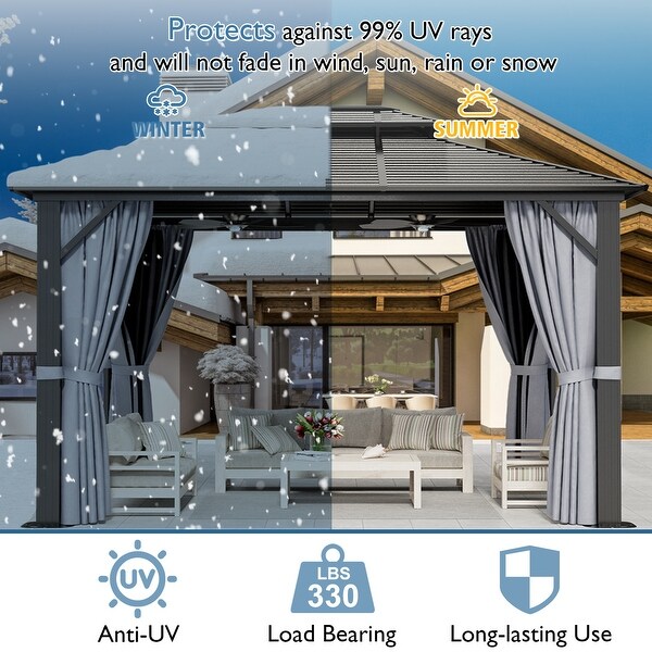 10X12 FT Hardtop Gazebo, Outdoor Patio Aluminum Frame Gazebo