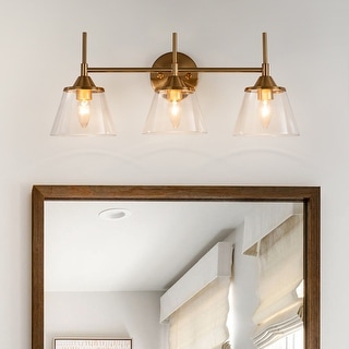 2/3-Light Mid-Century Modern Vanity Light Dimmable Bathroom Light Fixture Clear Glass