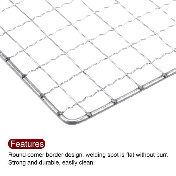 2pcs Square BBQ Grill Net 7.9"x19.7" Galvanized Iron Barbecue Mesh for Baking