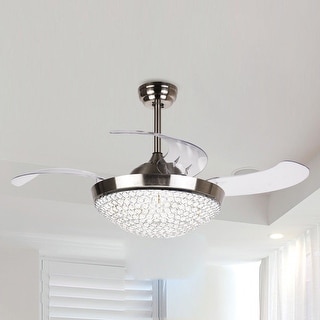 Modern 46 inch LED Retractable Ceiling Fan - D 46"x H 16" Canopy:(D 6")