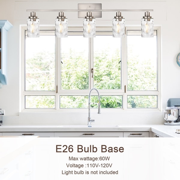 Brushed Nickel Bathroom Light Fixtures with Clear Glass
