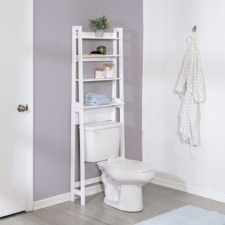 White MDF 4 Tier Over-the-Toilet Space Saver - 7.48 in D x 22.28 in W x 65.66 in H