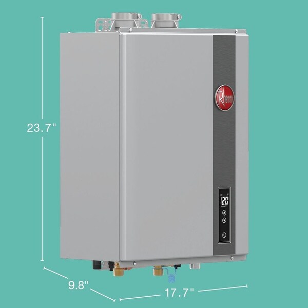 Rheem RTGH-95DVLP-3 Super High Efficiency Condensing Indoor Tankless Liquid Propane Water Heater, 9.5 GPM