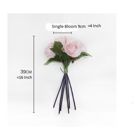 FloralGoods Silk 7 Rose And Peony Bouquet in Pink 16" Tall