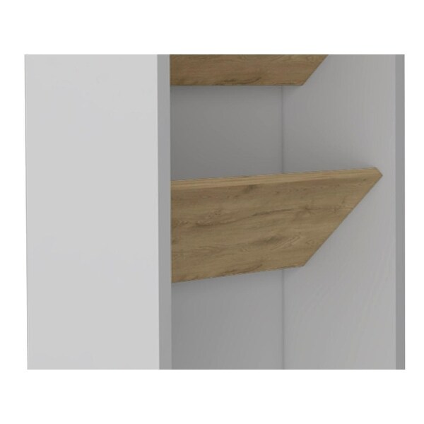 Syrah Kitchen Island with Wooden Tabletop, Rustic Modern Furniture with Two Wine Shelves & One Shelf