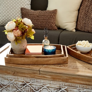 Natural Brown Wood Rustic Tray (Set of 3) - 14 x 20 x 2