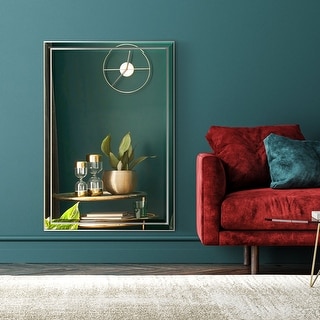 HOMCOM 39" x 27" Modern Wall Mirror, Bathroom Mirror for Wall in Living Room, Bedroom, Champagne Silver