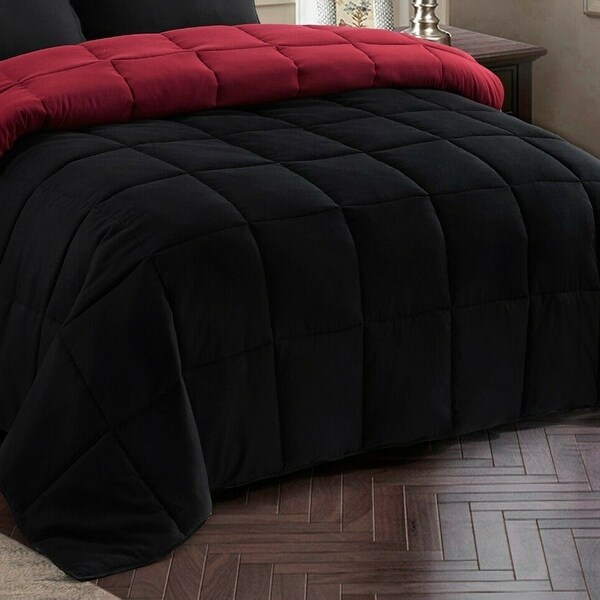 Down Alternative Comforter Set 3 PCS with Shams Twin Black