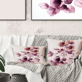 Designart 'Purple Wildflowers III' Traditional Printed Throw Pillow