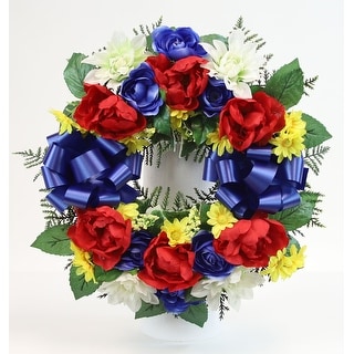 Memorial Peony Ranunculus & Dahlia Cemetery Wreath - N/A