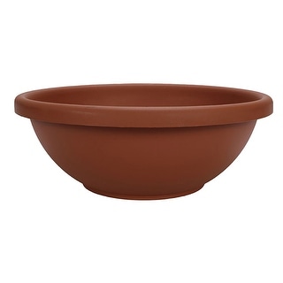 HC Companies 18 Inch Resin Garden Bowl Planter Pot, Terra Cotta Clay (2 Pack) - 1.3