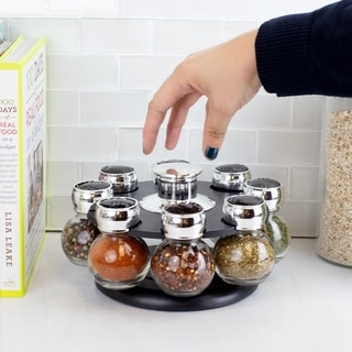 Revolving 8-Jar Spice Rack Set, Black