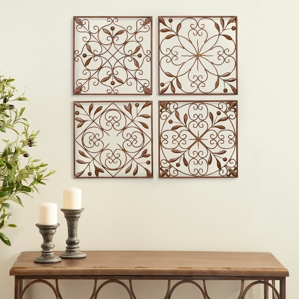 Brown Iron Rustic Wall Decor Ornamental (Set of 4)
