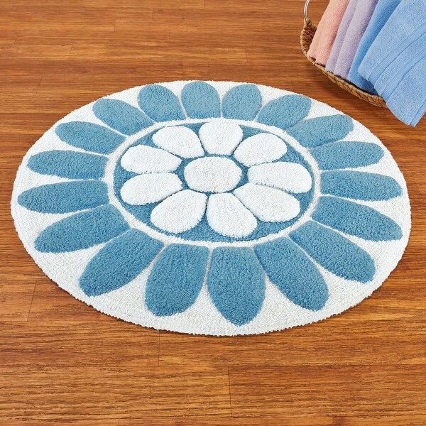 Delightful Round Floral Soft Plush Bath Mat