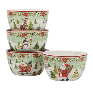 Certified International Joy of Christmas 5.25" Dessert/Ice Cream Bowls, Set of 4 Assorted Designs - 5.25-inch