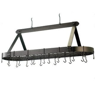 Old Dutch Oval Hanging Pot Rack with Grid & 24 Hooks