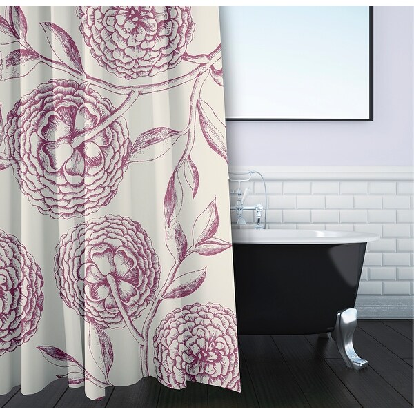 71 x 74-inch Antique Flowers Floral Print Shower Curtain