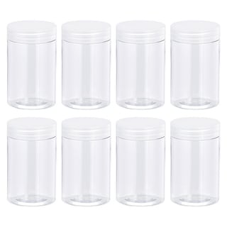 Round Plastic Jars with Transparent Screw Top Lid, 8Pcs - Clear
