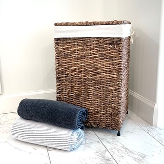 America Basket Company Woven Maize Full-Load Metal-Frame Lined Hamper