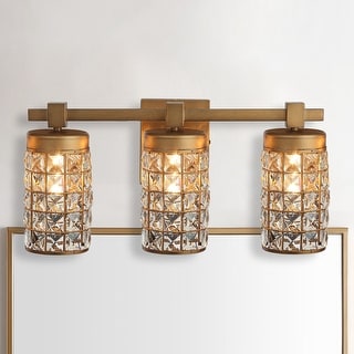 Modern Brass 3-Light Crystal Bathroom Vanity Lights Wall Sconce