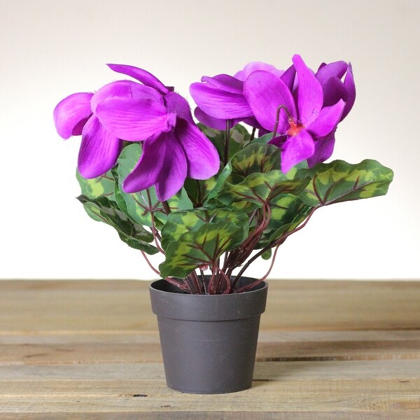 12" Purple Potted Artificial Cyclamen Floral Arrangement