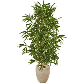 Nearly Natural 5-foot Bamboo Real Touch Artificial Tree in Sand Colored Planter