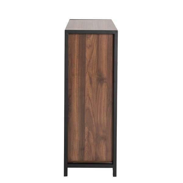 Glitzhome 33"H Modern Storage Wooden Floor Cabinet with Double Sliding Doors