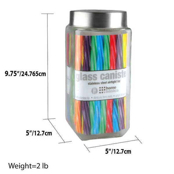 Glass Square Canister with Steel Lid