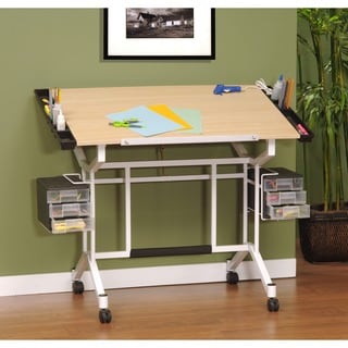 Studio Designs White and Maple Pro Mobile Drafting Table with Storage