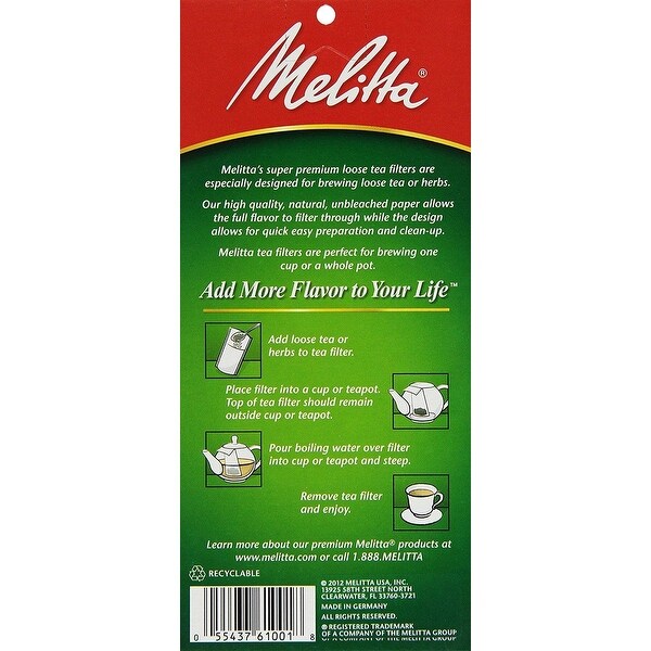 Melitta Loose Tea Filters, 40 Count