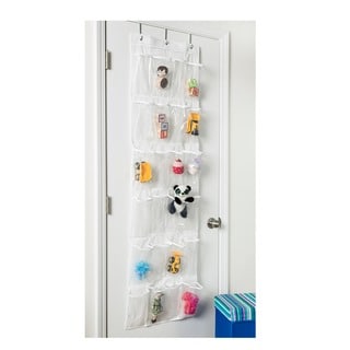 White Polyester 24-Pocket Over-Door Shoe Organizer