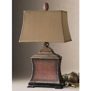 Uttermost Pavia Aged Red Poly and Silvertone Beaded Table Lamp