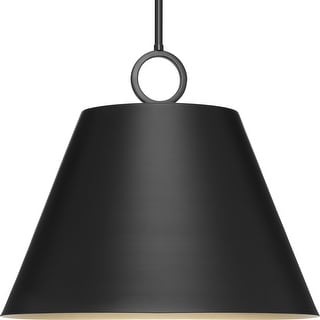 Parkhurst Collection Three-Light New Traditional Matte Black Metal Glass Pendant Light - 17.87 in x 17.87 in x 15.25 in