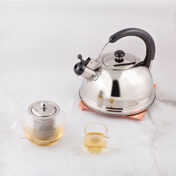 Creative Home Cobra 2.7 Quart Stainless Steel Whistling Tea Kettle with Aluminum Capsulated Bottom