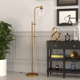 Antho Height Adjustable Floor Lamp with Glass Shade