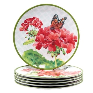 Certified International Geraniums 11" Melamine Dinner Plates, Set of 6 - 11" Dia.