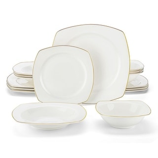 MALACASA 16-Piece New Bone China Dinnerware Set, Service for 4