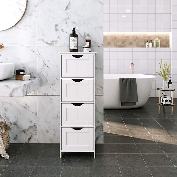 White Bathroom Storage Cabinet with Drawers