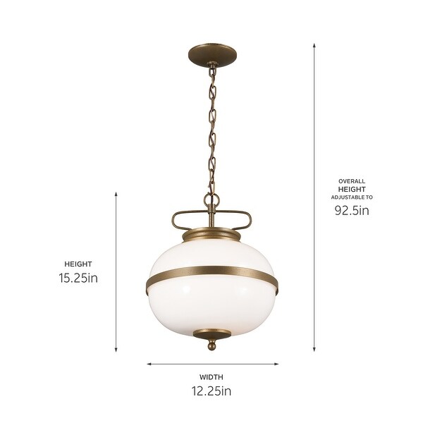 Kichler Lighting Opal 12 inch 2-Light Pendant Character Bronze with Opal Glass