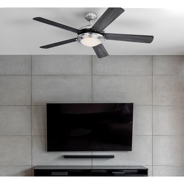 Westinghouse Lighting Comet 52-Inch 5-Blade Indoor Ceiling Fan with Dimmable LED Light Fixture and Frosted Glass