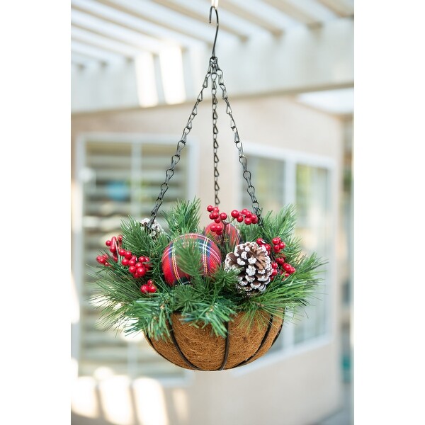 Artificial Christmas Plant w/ Hanging Basket