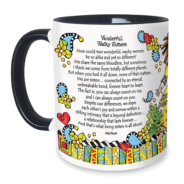Wonderful Wacky Sisters Forever Heart to Heart Ceramic Mug - 4.380 x 4.250 x 4.130