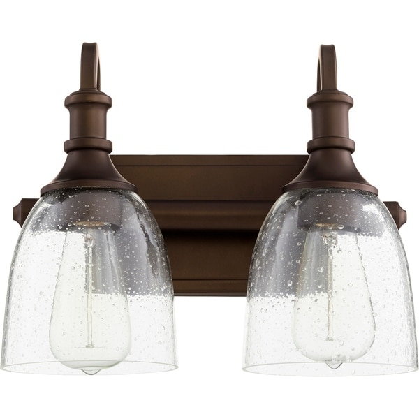 Quorum International Richmond Family 2 Light Clear Seeded Vanity Fixture. - Oiled Bronze