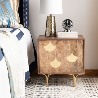 SAFAVIEH Celestina Modern Brown Wood Storage Nightstand