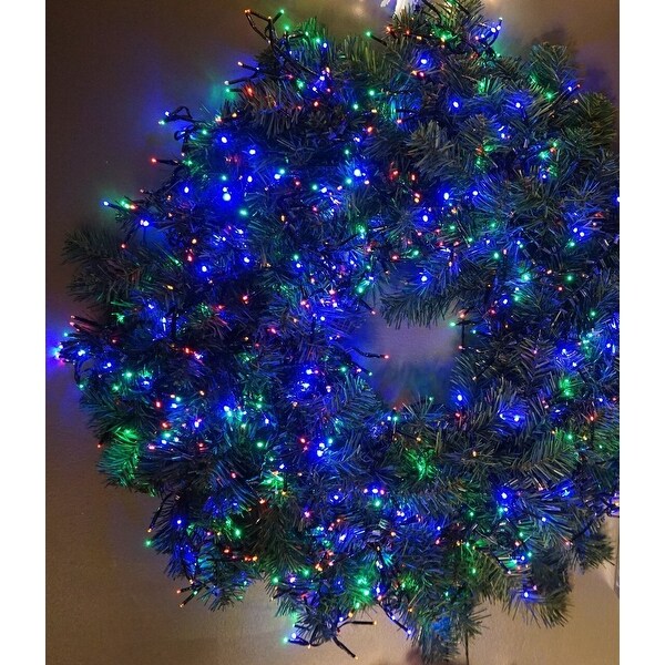 LED Twinkle Cluster Lights 12.4Ft Multi w/ Green Strand Connect End to End - 12.4 Feet