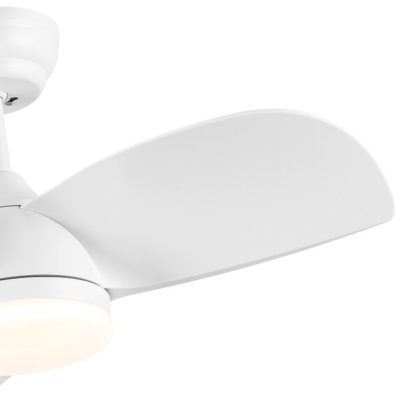 YUHAO 28 in. Integrated LED Indoor Matte White Ceiling Fans with Light Kit and Remote Control - 28 Inches