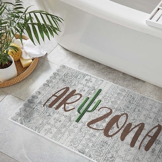 US States Design 3 Piece Bathroom Rugs Set - Non-Slip Ultra Thin Bath Rugs for Bathroom Floor - Washable Bathroom Mats Set