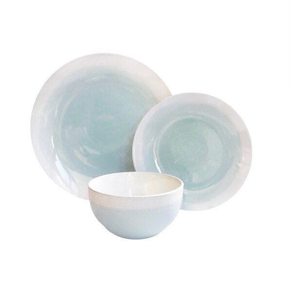 oasis mint/white 12pc dinner set